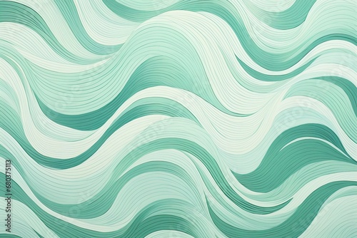 Mint Whisper  Wavy Pattern Fragment on Paper With Delicate Mint Color