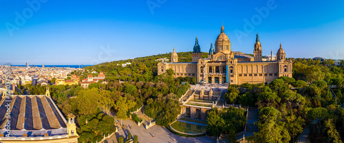 Obraz na płótnie Aerial view of the Montjuïc, a hill in Barcelona, Catalonia, Spain w salonie