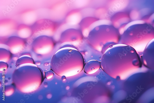 Blue and pink bubbles, portraying a color splash with ultrafine detail.