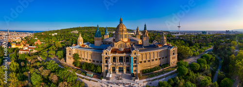 Aerial view of the Montjuïc, a hill in Barcelona, Catalonia, Spain photo