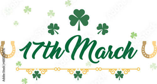 Digital png illustration of green 17th march text on transparent background