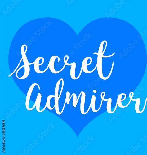 Digital png illustration of blue heart with secret admirer text on transparent background