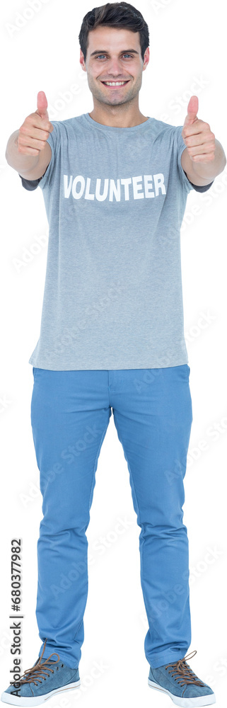 Digital png photo of caucasian man with volunteer text on tshirt on transparent background Digital png photo of caucasian man with volunteer text on tshirt on transparent background