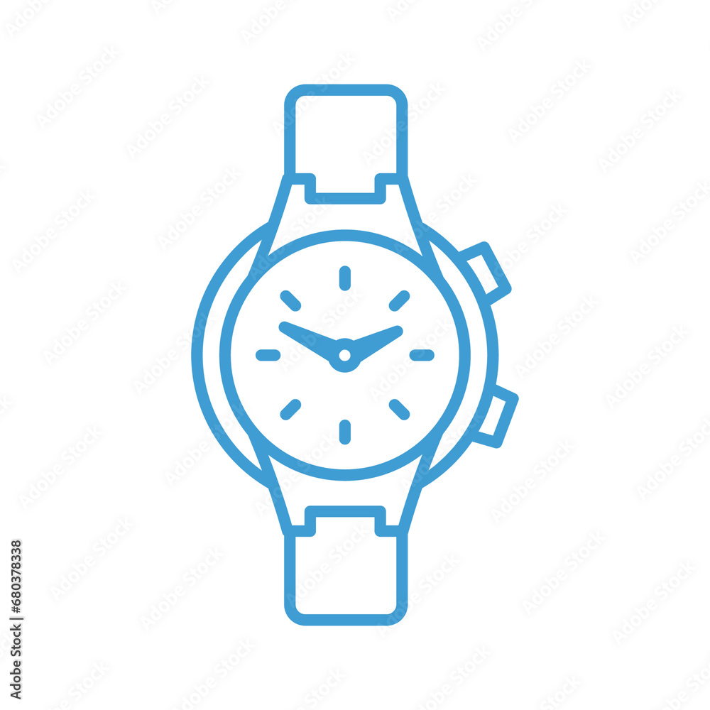 Digital png illustration of blue watch on transparent background