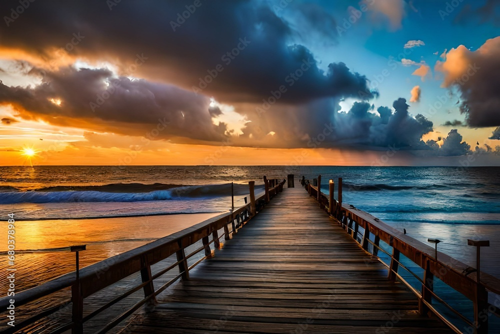 Obraz premium sunset at the pier