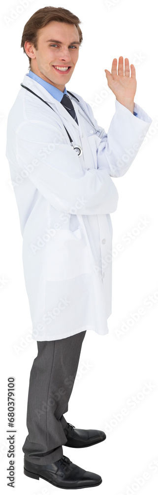 Digital png photo of happy caucasian male doctor on transparent background Digital png photo of happy caucasian male doctor on transparent background
