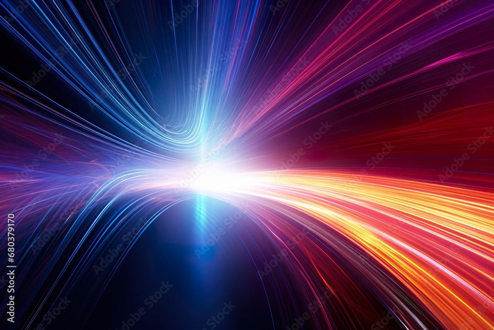 the information highway shows a tunnel of light, fluid rectilinear and