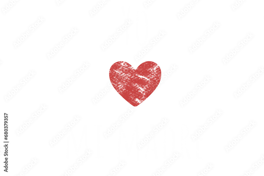 Digital png illustration of heart and yo mi madre text on transparent background