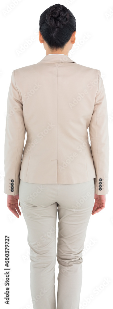 Digital png photo of asian businesswoman standing backwards on transparent background Digital png photo of asian businesswoman standing backwards on transparent background
