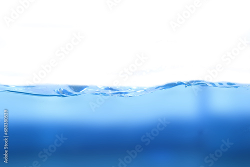 Clear water in a square glass like a sea or a separate aquarium on a white background. 