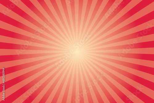 Abstract bright red rays background. Sunlight rays background. Crimson color burst background. Sun beam ray sunburst pattern background. Retro circus backdrop. Starburst wallpaper, poster etc.