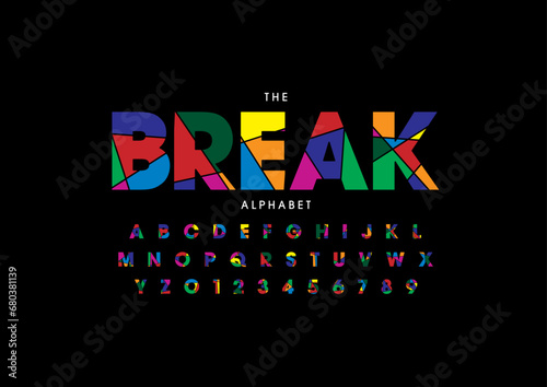 Vector of stylized modern font and alphabet