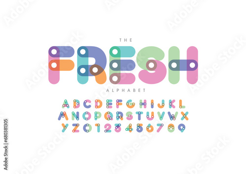 Vector of stylized modern font and alphabet