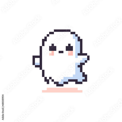 Pixel spook delight adorable ghost illustration in retro digital art