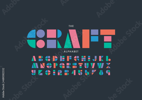 Vector of stylized modern font and alphabet