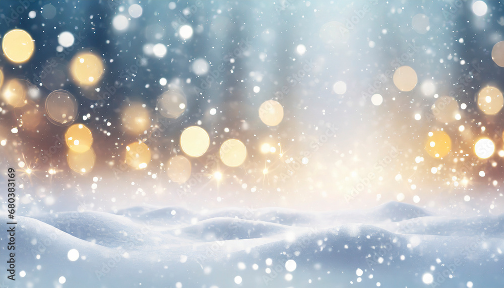 winter landscape with snow on the ground and snowflakes in the sky, holiday lights winter landscape with snow on the ground and snowflakes in the sky, holiday lights