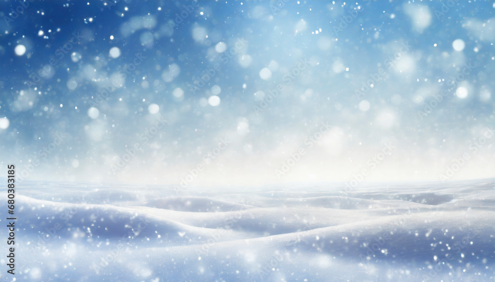 Fototapeta premium winter landscape with snow on the ground and snowflakes in the sky