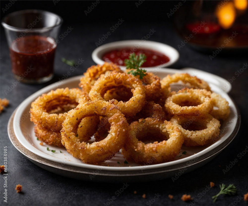 Crunchy Onion Rings with Tomato Sauce 