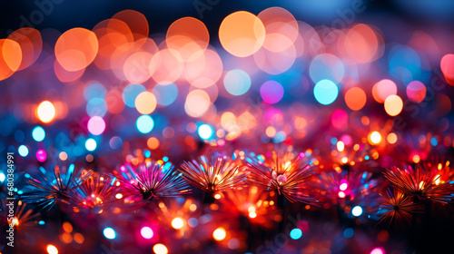 Fireworks in the night on bokeh background New year celebrated.