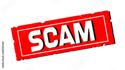 Scam red tag placard for branding and other uses in explaining or showing fake news and services