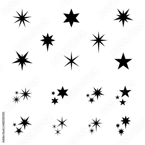 Starry Elegance: Set of 8 Christmas Star Silhouettes © mheamin
