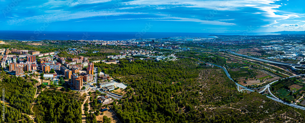 Aerial view of the city of Tarragona in Spain