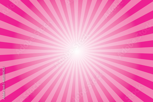 Sun rays retro vintage style pink background. Deep pink sunburst pattern background. Rays. Comic banner vector illustration. Abstract sunburst wallpaper for template business social media advertising