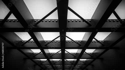 Sturdy iron structures under the luminous ceiling
