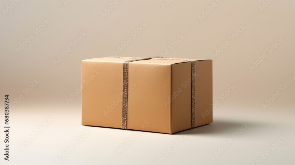 Fototapeta premium Box package holiday cardboard paper gift parcel brown delivery background carton mail present