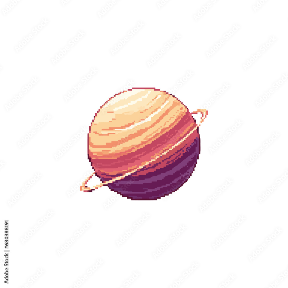 Vecteur Stock Pixel art Uranus icon: Celestial charm meets pixel ...