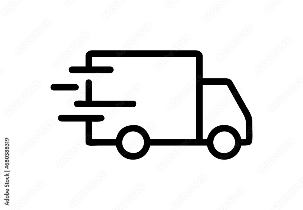 Fast moving shipping delivery truck line art vector icon for transportation apps and websites. Vector illustration isolated on transparent background date time Fast moving shipping delivery truck line art vector icon for transportation apps and websites. Vector illustration isolated on transparent background date time