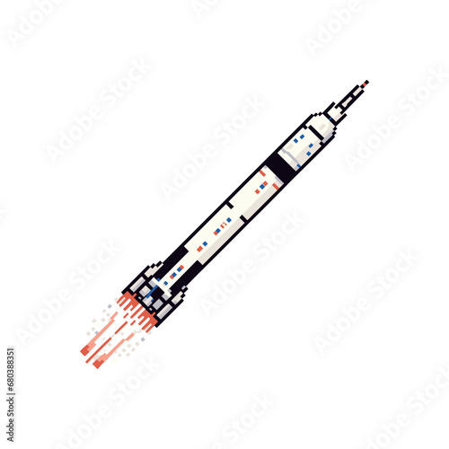 Saturn v rocket in vector illustration pixel arti style 8 bit game retro gameboy