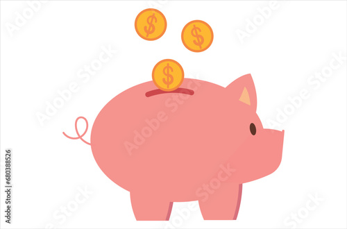 piggy bank icon, piggy bank with gold coins. Symbol of profit and growth. Design object for advertising sale. Stability and security of money storage,simple vector,pink