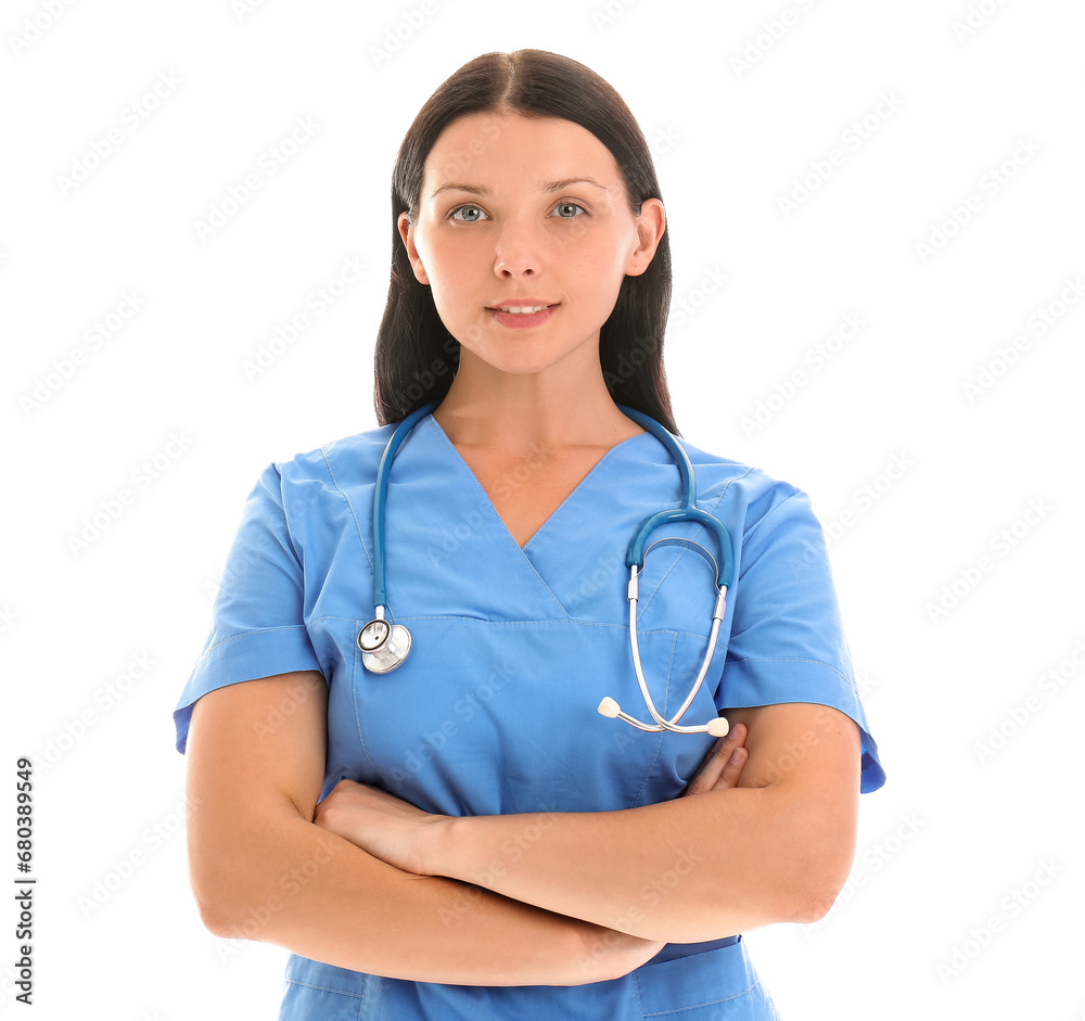 Female doctor on white background Female doctor on white background