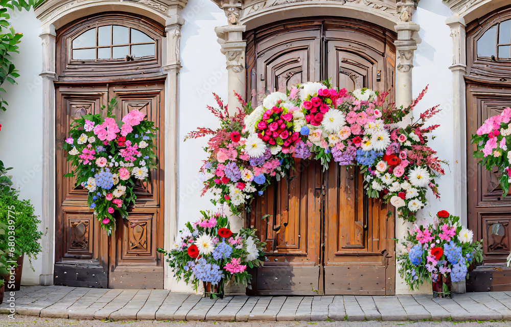 Entrance Decorations with Beautiful Flowers, 
