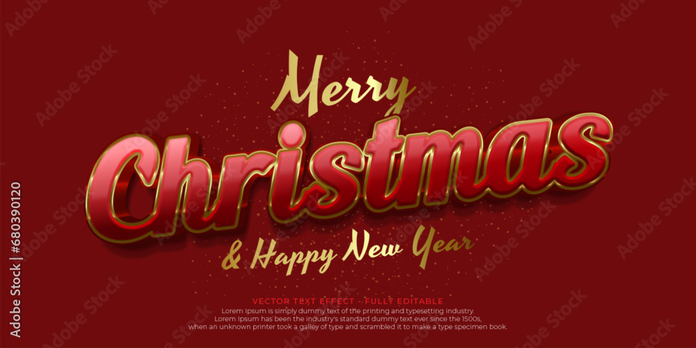 Vector style red gold lettering for christmas background celebration