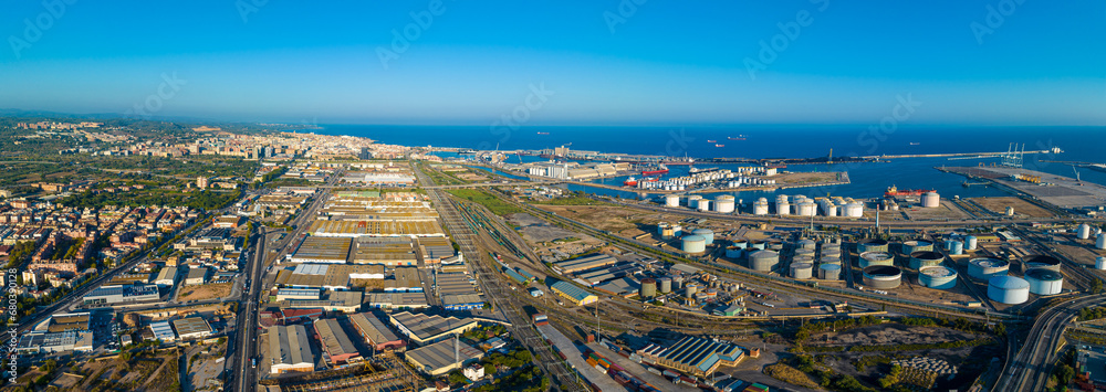 Aerial voew of the port of Tarragona, (Port de Tarragona), one of the largest seaports of Spain