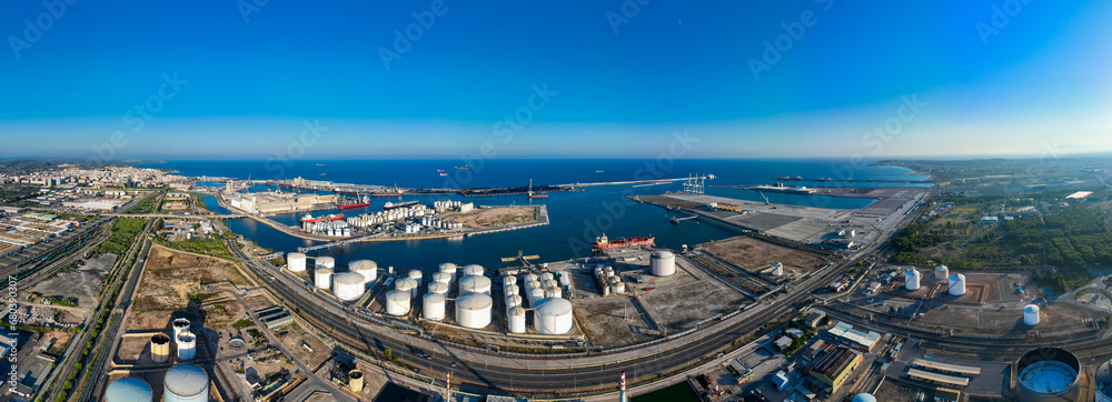 Aerial voew of the port of Tarragona, (Port de Tarragona), one of the largest seaports of Spain