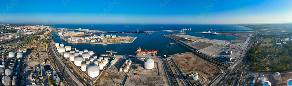 Aerial voew of the port of Tarragona, (Port de Tarragona), one of the largest seaports of Spain