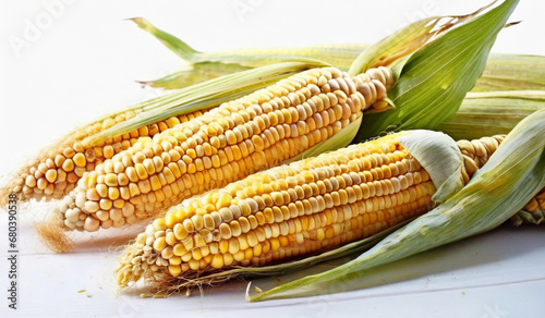 Yellow corn on a white background