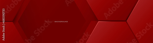 Abstract red hexagon background. Simply luxury banner. Vector illustration