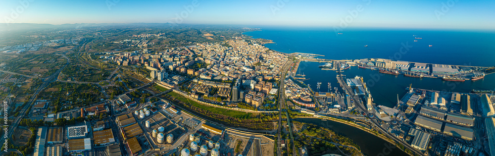 Aerial voew of the port of Tarragona, (Port de Tarragona), one of the largest seaports of Spain