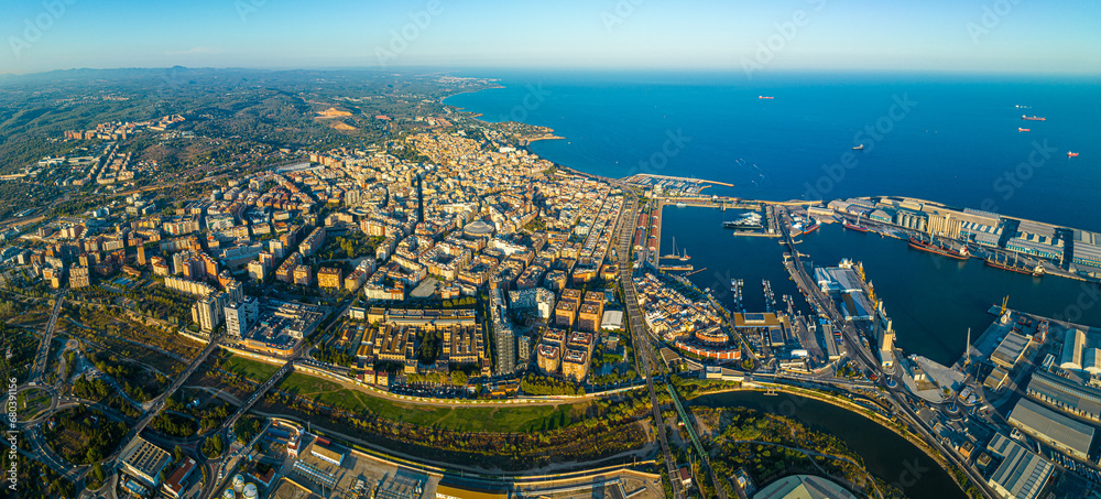 Aerial voew of the port of Tarragona, (Port de Tarragona), one of the largest seaports of Spain