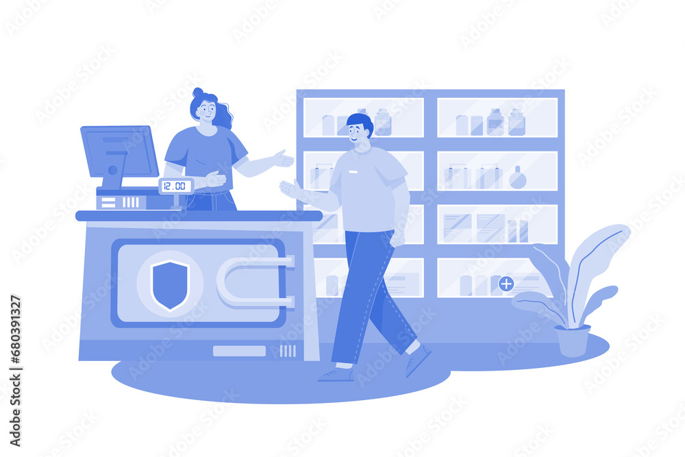 Man Buying Medicine At A Pharmacy Shop Man Buying Medicine At A Pharmacy Shop