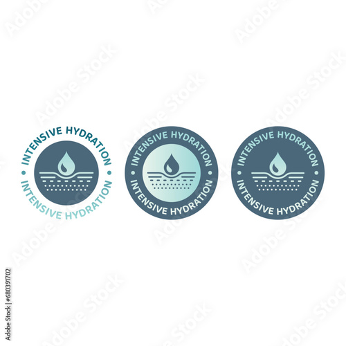 Intensive hydration vector label. Cosmetics sticker for body or face cream and moisturizer.