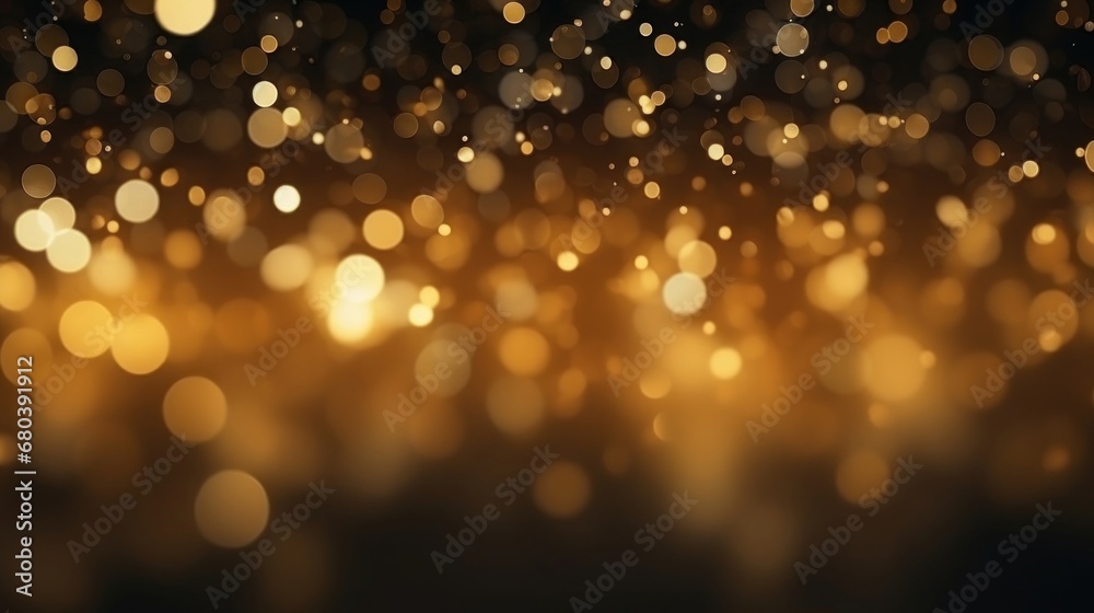 Abstract dark golden bokeh Christmas background