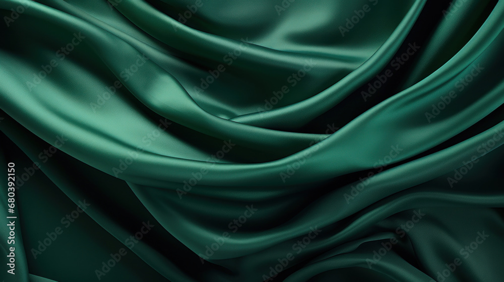 Obraz premium Dark green silk texture with soft waves