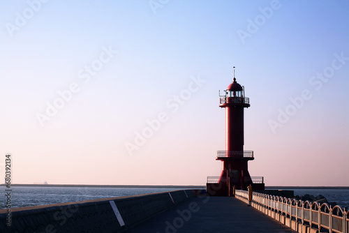 a red lighthouse