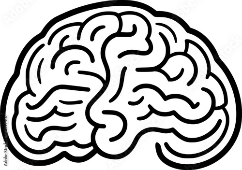 outline illustration of brain for coloring page