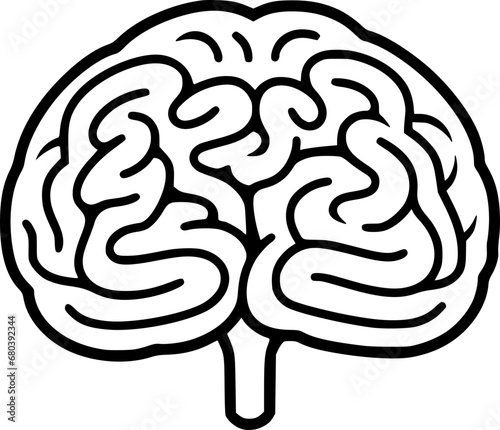 outline illustration of brain for coloring page